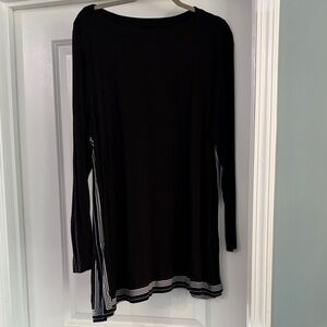 J. Jill Black Long Sleeve Top with Striped Detail